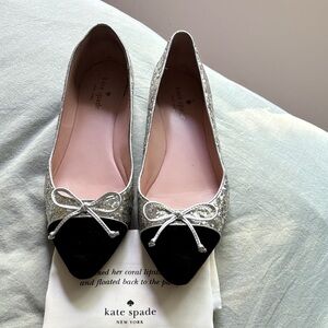 Kate Spade Glittering Silver and Black Flats
